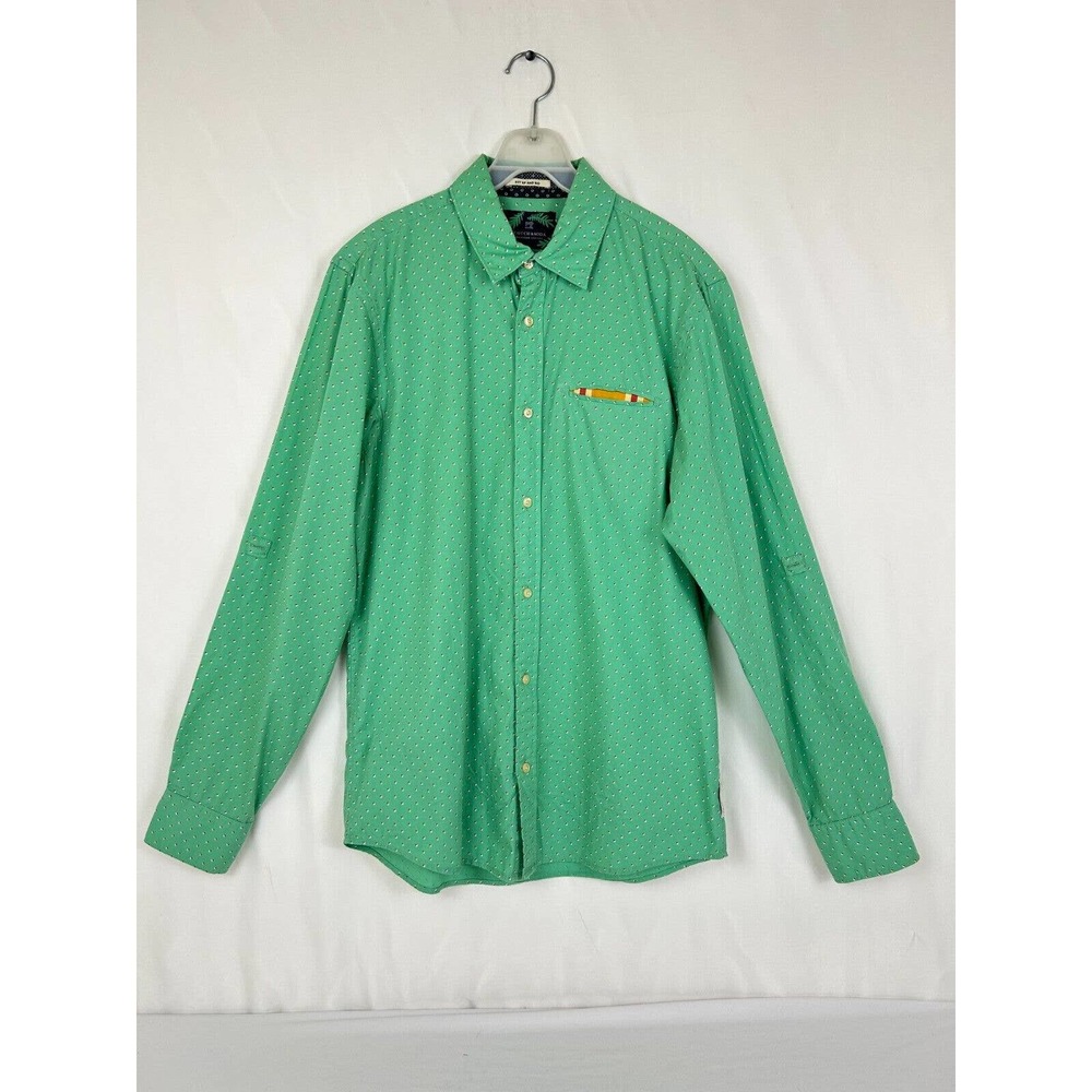 Scotch & Soda Shirt Men's S Green Print Long Sleeve Button-Up Get Up Go Relaxed